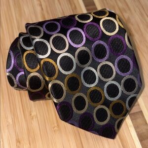 Michael Kors Silk Circle Pattern Neck Tie – Geometric Design, Classic
